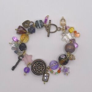 Eclectic Charm Bracelet with Mixed Colors